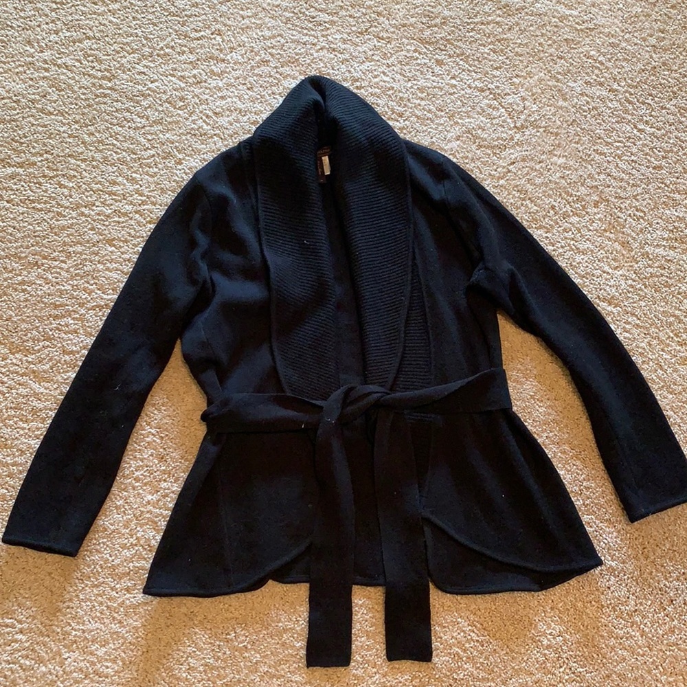 BCBG black shawl/cardigan with tie